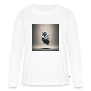 Les fils des émotions - T-shirt manches longues Premium bio Femme - blanc - Devant - Julia (174cm)