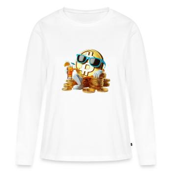 Refroidir le bitcoin - T-shirt manches longues Premium bio Femme - blanc - Devant - Julia (174cm)