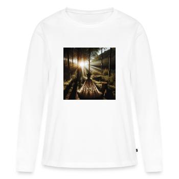 Robe de mariée forêt coucher de soleil - T-shirt manches longues Premium bio Femme - blanc - Devant - Julia (174cm)