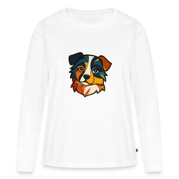 chien - T-shirt manches longues Premium bio Femme - blanc - Devant - Julia (174cm)