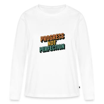 Protégez votre tranquillité – Style conscient - T-shirt manches longues Premium bio Femme - blanc - Devant - Julia (174cm)