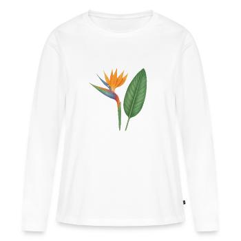 Strelitzie – exotische Blütenpracht - Frauen Premium Bio Langarmshirt - Weiß - Vorne - Julia (174cm)