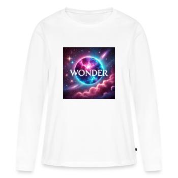 SE DEMANDER - T-shirt manches longues Premium bio Femme - blanc - Devant - Julia (174cm)