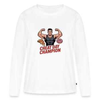 Chat Day Champion Fitness - Frauen Premium Bio Langarmshirt - Weiß - Vorne - Julia (174cm)
