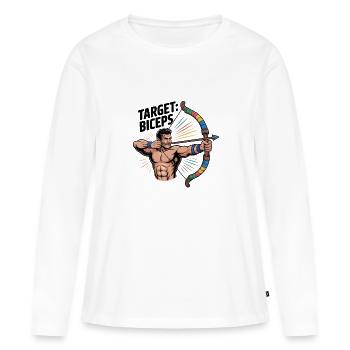 Target Biceps Training - Frauen Premium Bio Langarmshirt - Weiß - Vorne - Julia (174cm)