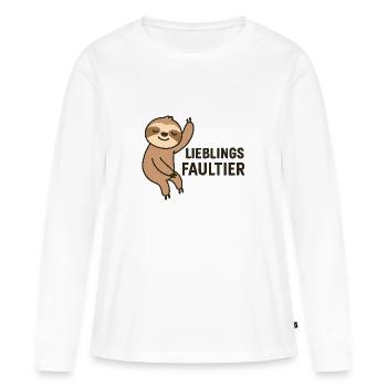 PASSE PRÉFÉRÉE - T-shirt manches longues Premium bio Femme - blanc - Devant - Julia (174cm)