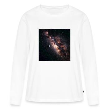 Galaxy Nebulae T-Shirt - Women's Premium Organic Long Sleeve Shirt - white - Front - Julia (174cm)