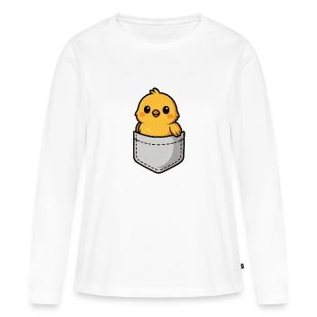 Poussin - T-shirt manches longues Premium bio Femme - blanc - Devant - Julia (174cm)