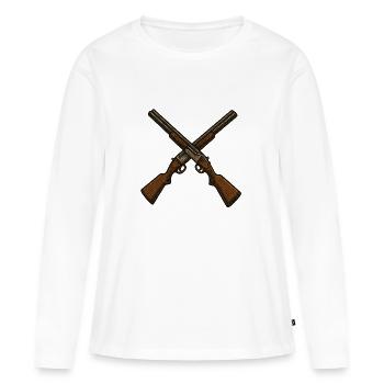 Fusils de chasse croisés rétro - T-shirt manches longues Premium bio Femme - blanc - Devant - Julia (174cm)