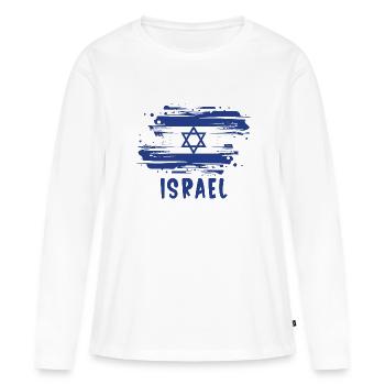 Israel Flagge Fahne Vintage - Frauen Premium Bio Langarmshirt - Weiß - Vorne - Julia (174cm)