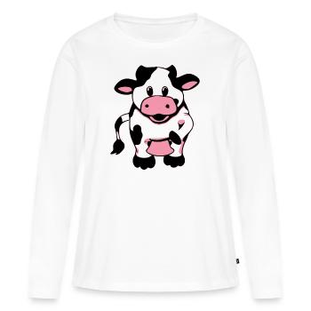 Sigma die glückliche Kuh - Frauen Premium Bio Langarmshirt - Weiß - Vorne - Julia (174cm)