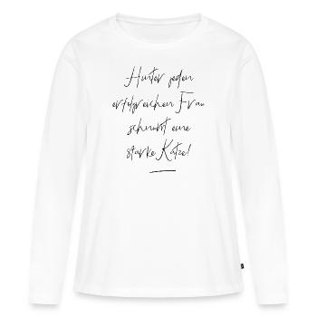 Frau mit Katze Spruch Katzenliebhaberin - Frauen Premium Bio Langarmshirt - Weiß - Vorne - Julia (174cm)