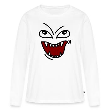 Visage en colère avec des dents - T-shirt manches longues Premium bio Femme - blanc - Devant - Julia (174cm)