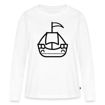 Bateau pirate - T-shirt manches longues Premium bio Femme - blanc - Devant - Julia (174cm)