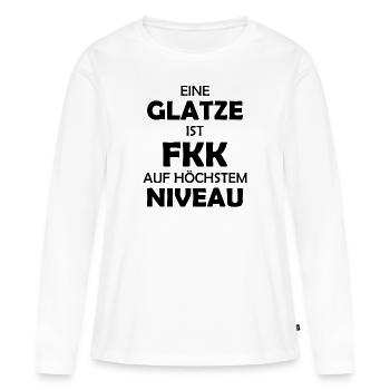 Nudisme - Un crâne chauve est... au plus haut niveau - T-shirt manches longues Premium bio Femme - blanc - Devant - Julia (174cm)