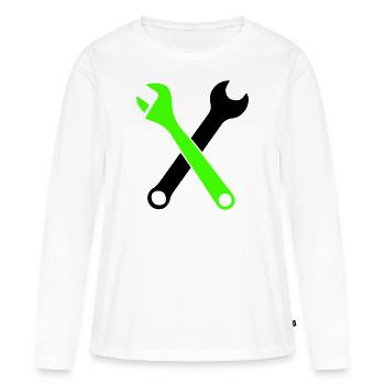 Clé à outils 1 - T-shirt manches longues Premium bio Femme - blanc - Devant - Julia (174cm)
