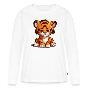 Tiger lustlos und genervt - Frauen Premium Bio Langarmshirt - Weiß - Vorne - Julia (174cm)