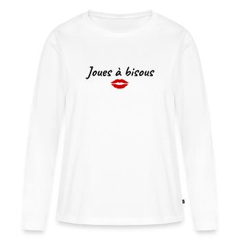 Joues à bisous. cadeau bisou - T-shirt manches longues Premium bio Femme - blanc - Devant - Julia (174cm)