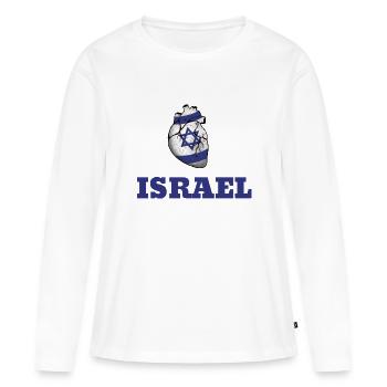 Israel Herz Flagge Fahne Davidstern - Frauen Premium Bio Langarmshirt - Weiß - Vorne - Julia (174cm)