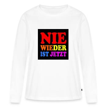 Nie wieder ist jetzt - Frauen Premium Bio Langarmshirt - Weiß - Vorne - Julia (174cm)