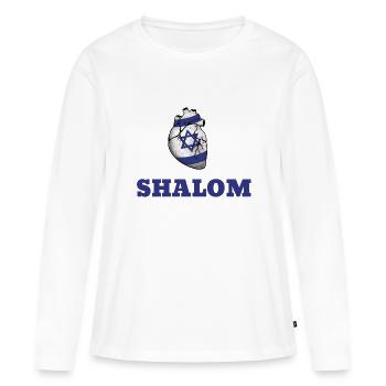Shalom - Frauen Premium Bio Langarmshirt - Weiß - Vorne - Julia (174cm)