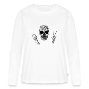 Crâne de hipster, crâne de hipster - T-shirt manches longues Premium bio Femme - blanc - Devant - Julia (174cm)