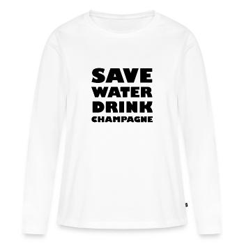Économiser l'eau - T-shirt manches longues Premium bio Femme - blanc - Devant - Julia (174cm)