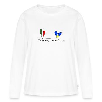 Feet in Italy, heart in Ukraine - Frauen Premium Bio Langarmshirt - Weiß - Vorne - Julia (174cm)