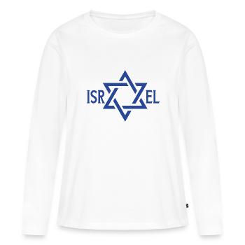 Israel Davidstern - Frauen Premium Bio Langarmshirt - Weiß - Vorne - Julia (174cm)