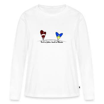 Feet in Latvia, heart in Ukraine - Frauen Premium Bio Langarmshirt - Weiß - Vorne - Julia (174cm)