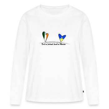 Feet in Ireland, heart in Ukraine - Women's Premium Organic Long Sleeve Shirt - white - Front - Julia (174cm)