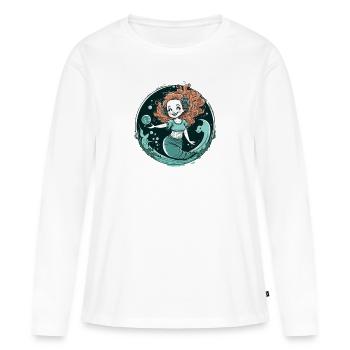 Sirène aux cheveux roux - T-shirt manches longues Premium bio Femme - blanc - Devant - Julia (174cm)