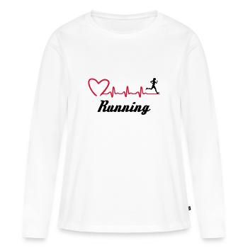 Läuferin und EKG Herzschlag, Laufen Puls - Frauen Premium Bio Langarmshirt - Weiß - Vorne - Julia (174cm)