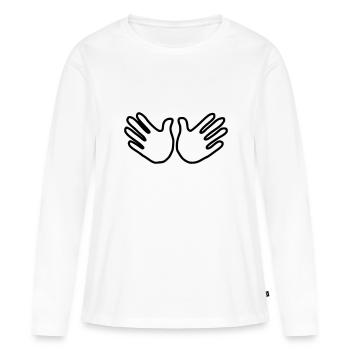 Emoji Hand Open Sketch Noir - T-shirt manches longues Premium bio Femme - blanc - Devant - Julia (174cm)