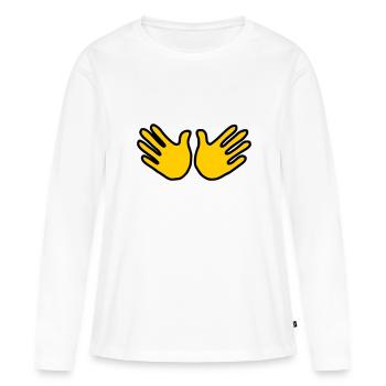 Emoji Hand Open Sketch Color - T-shirt manches longues Premium bio Femme - blanc - Devant - Julia (174cm)