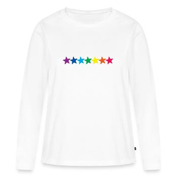 Étoiles Rainbow horizontales - T-shirt manches longues Premium bio Femme - blanc - Devant - Julia (174cm)