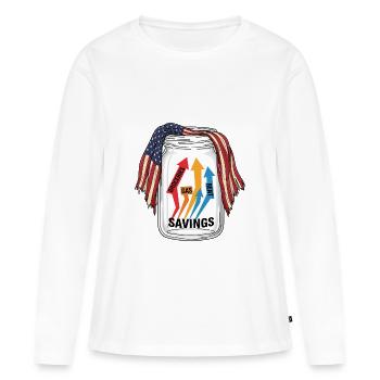 L’économie est un piège - T-shirt manches longues Premium bio Femme - blanc - Devant - Julia (174cm)