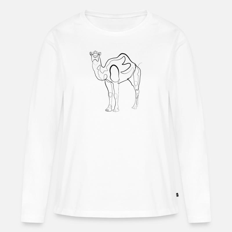 Kamel Dromedar - one line drawing - Frauen Premium Bio Langarmshirt - Weiß