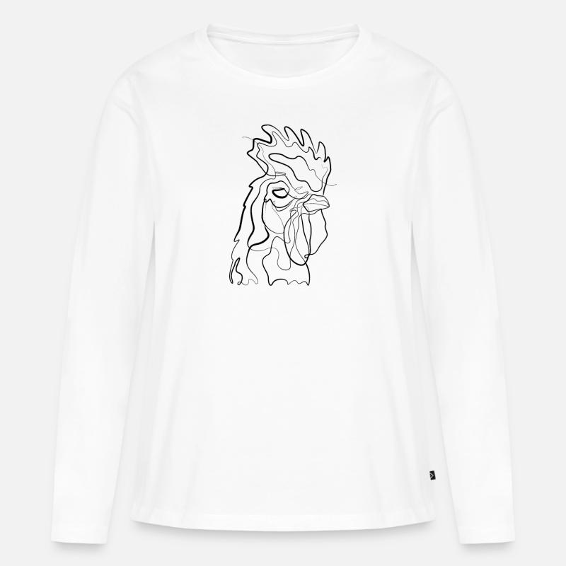 Hahn - one line drawing - Frauen Premium Bio Langarmshirt - Weiß