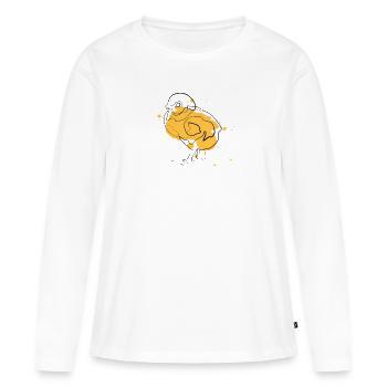 poussin - T-shirt manches longues Premium bio Femme - blanc - Devant - Julia (174cm)