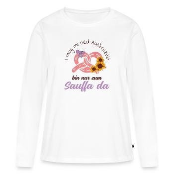 I mog mi ned Aufbrezeln Volksfest Trachten Dirndl - Frauen Premium Bio Langarmshirt - Weiß - Vorne - Julia (174cm)
