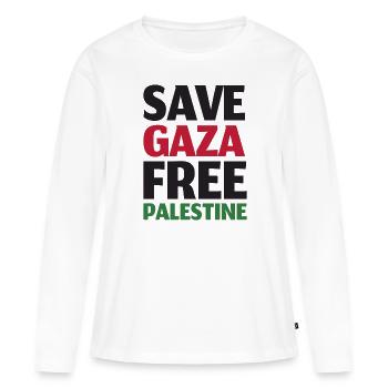 Save Gaza Free Palestine Palästina - Frauen Premium Bio Langarmshirt - Weiß - Vorne - Julia (174cm)