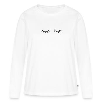 Schlafende Augen mit Wimpern - Frauen Premium Bio Langarmshirt - Weiß - Vorne - Julia (174cm)