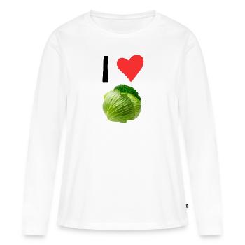 Ich liebe Kohl für Vegetarier - Frauen Premium Bio Langarmshirt - Weiß - Vorne - Julia (174cm)