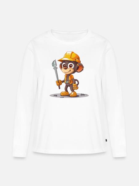 Bau-Affe - Frauen Premium Bio Langarmshirt - Weiß