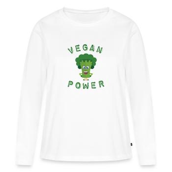 Vegan Power Veganer - Frauen Premium Bio Langarmshirt - Weiß - Vorne - Julia (174cm)
