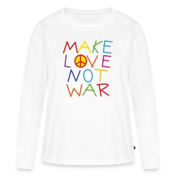 Make Love Not War Peace Freedom Saying Gift - Women's Premium Organic Long Sleeve Shirt - white - Front - Julia (174cm)