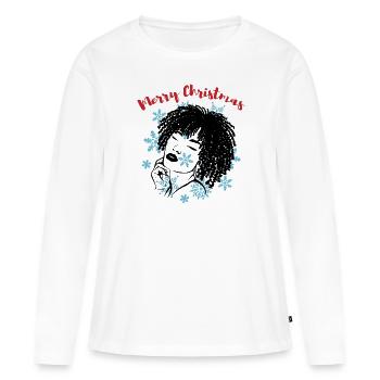 Sassy Christmas Afrolook Snowflakes - Women's Premium Organic Long Sleeve Shirt - white - Front - Julia (174cm)