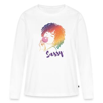Sassy Chic with Afro Charm - Women's Premium Organic Long Sleeve Shirt - white - Front - Julia (174cm)