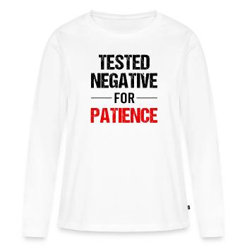 La patience - une vertu de force - T-shirt manches longues Premium bio Femme - blanc - Devant - Julia (174cm)